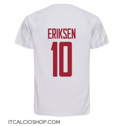 Danimarca Christian Eriksen #10 Seconda Maglia Mondiali 2022 Manica Corta
